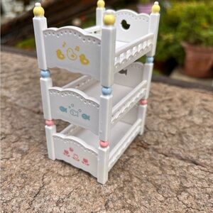 Calico Critters Triple Bunk Beds Sylvanian Families Blue Pink Yellow Beds Toys